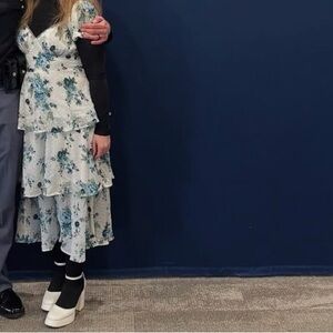 Trixxi Blue and White Floral Midi Dress